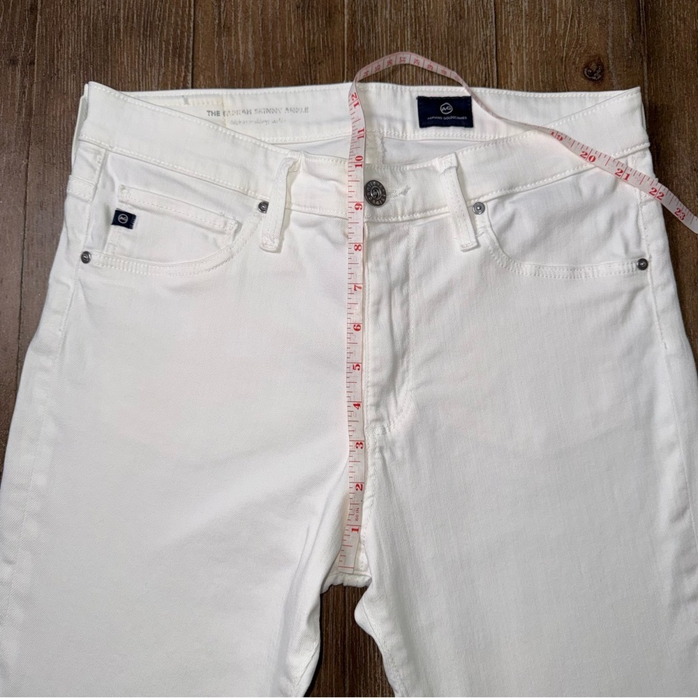AG The Farrah high rise skinny ankle jean in white sz 29 Raw hem slim - Picture 4 of 13
